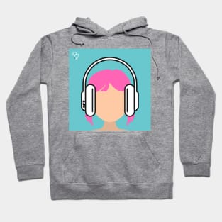 Pink Haired Girl Wearing Headphones Hoodie